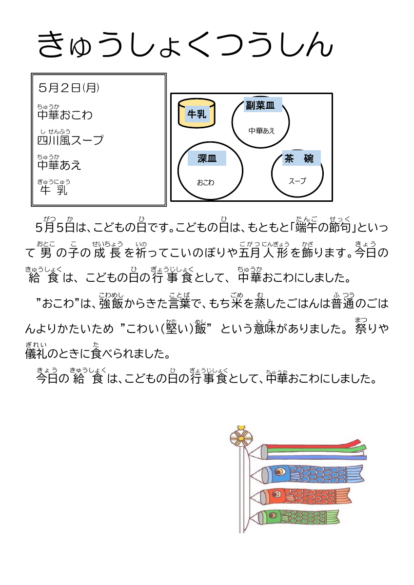 5.6給食通信（端午の節句.pdfの1ページ目のサムネイル