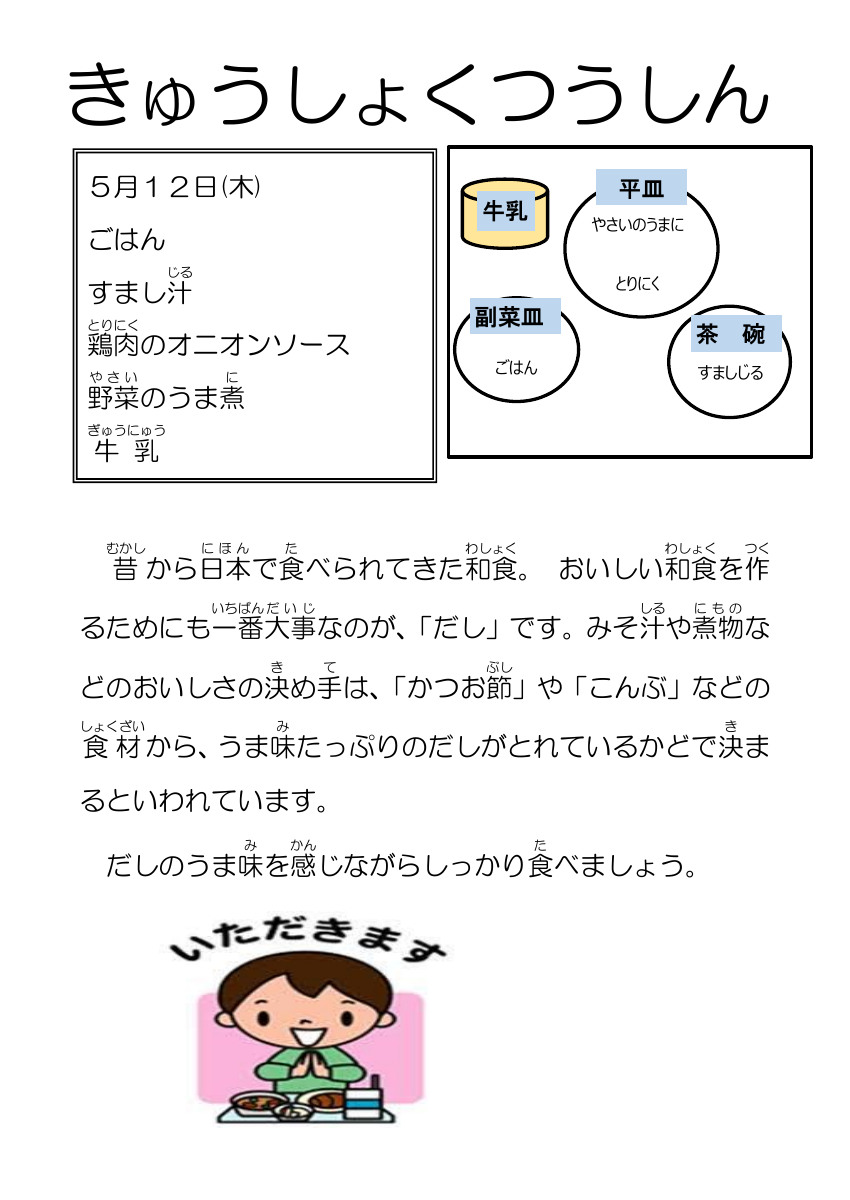 5.13給食通信だし.pdfの1ページ目のサムネイル