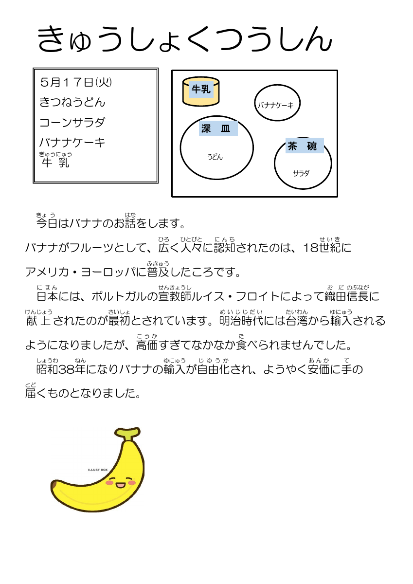 5.17給食通信バナナ.pdfの1ページ目のサムネイル