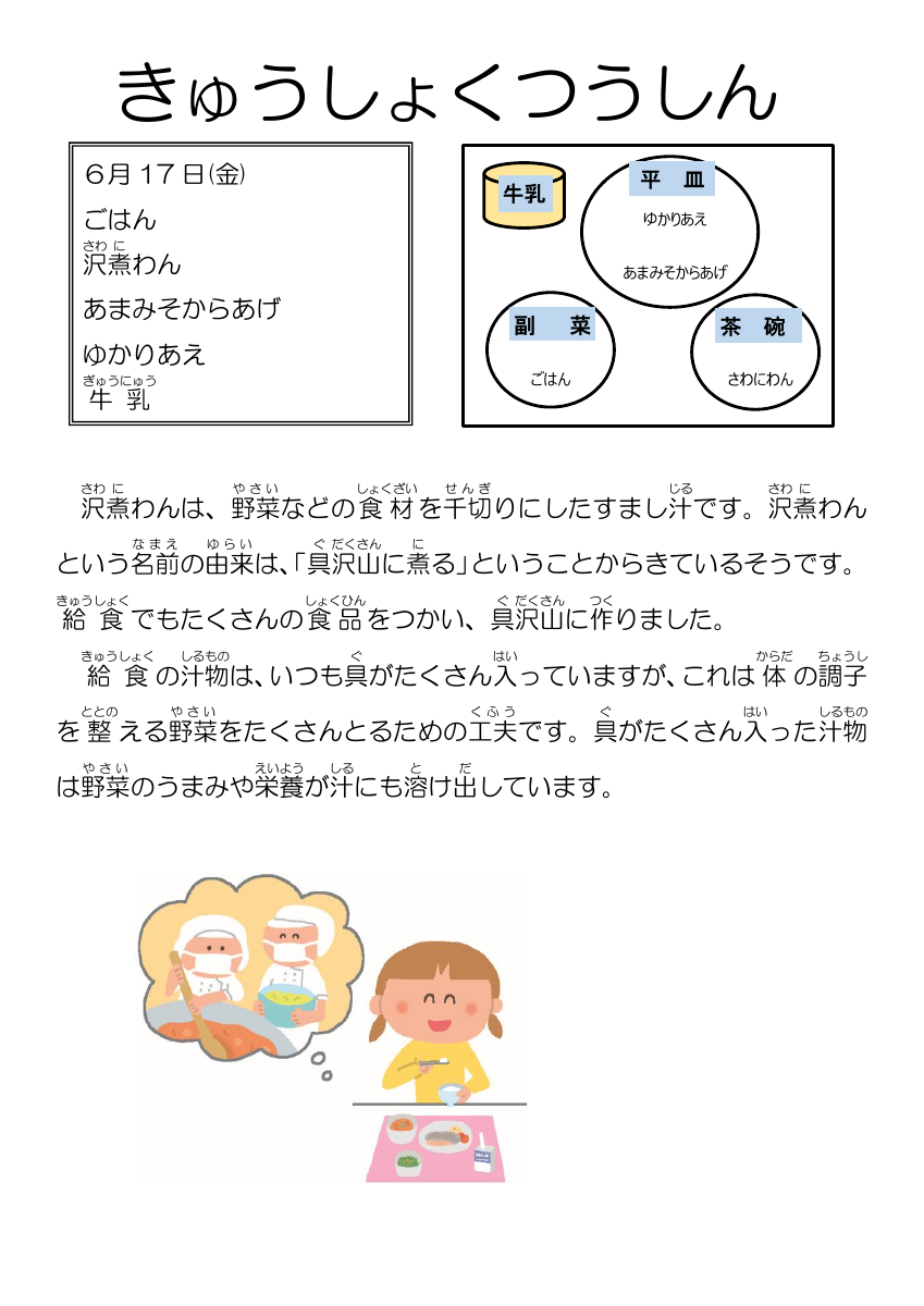 6.4給食通信からあげ（沢煮わん）.docx.pdfの1ページ目のサムネイル