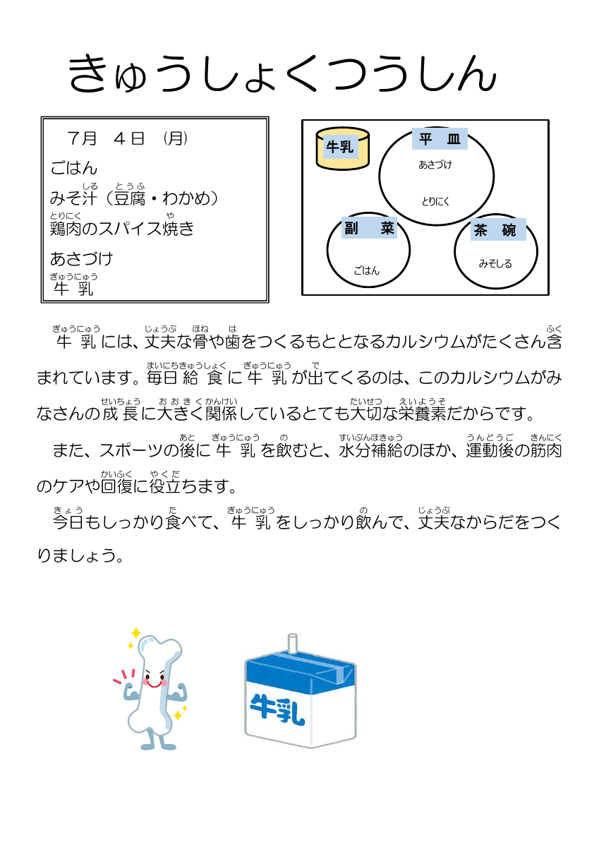 7.2給食通信鶏肉のスパイス焼き.pdfの1ページ目のサムネイル